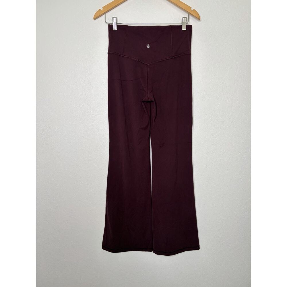 Athleta Elation Flare Maroon Pant Size Medium Cozy Autumn Off-Duty Athleisure - Picture 3 of 4